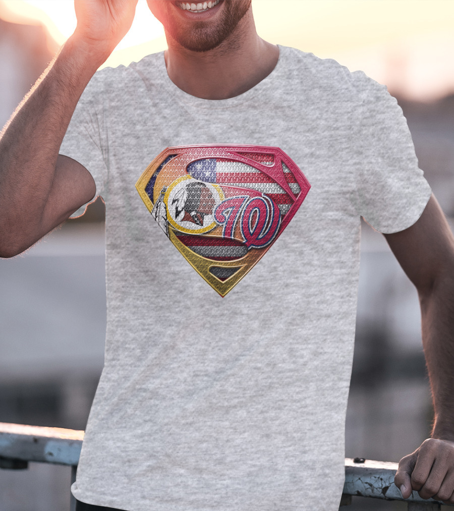 Washington W Super Redskins Patriots Flag Superman T-Shirt