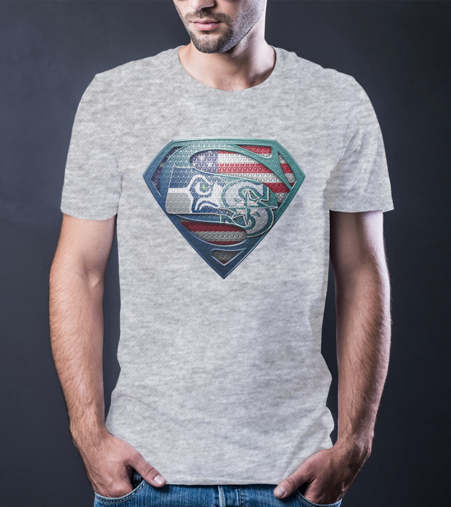 Seahawks Superman American Flag T-Shirt