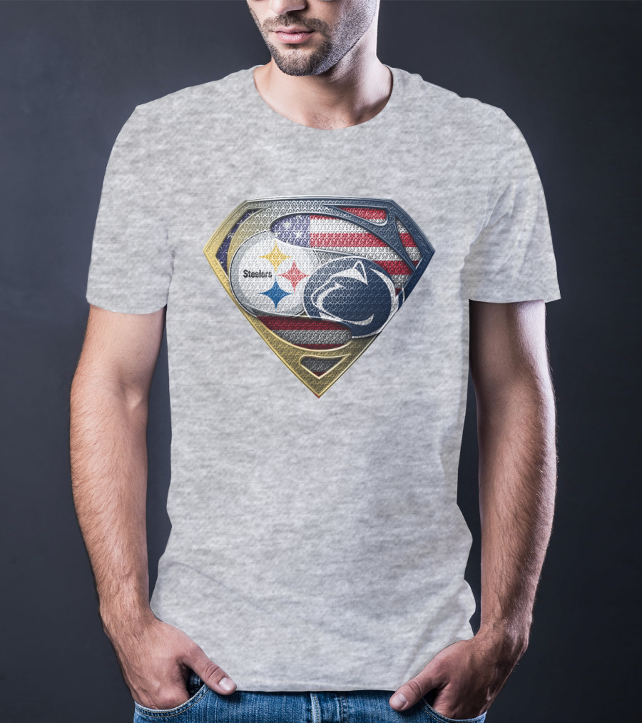 Steelers Penn State Super Shield With American Flag T-Shirt