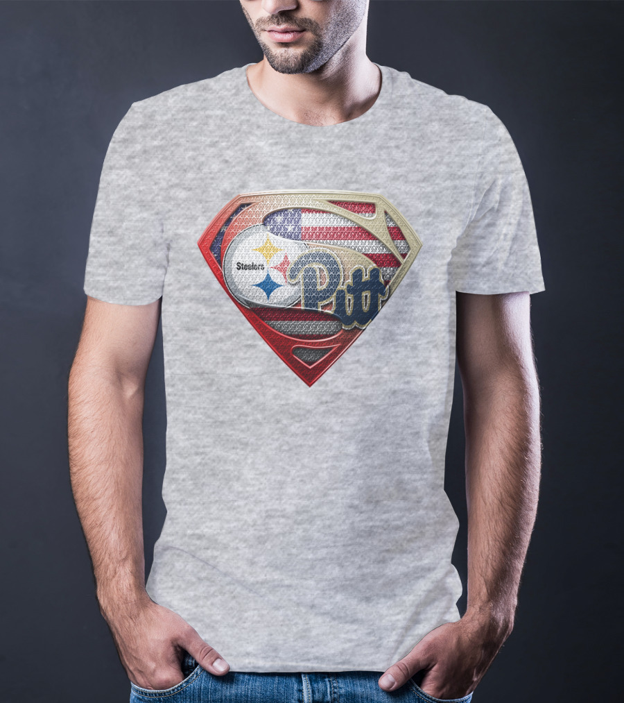 Superman Shield Stars And Stripes Steelers Pitt T-Shirt