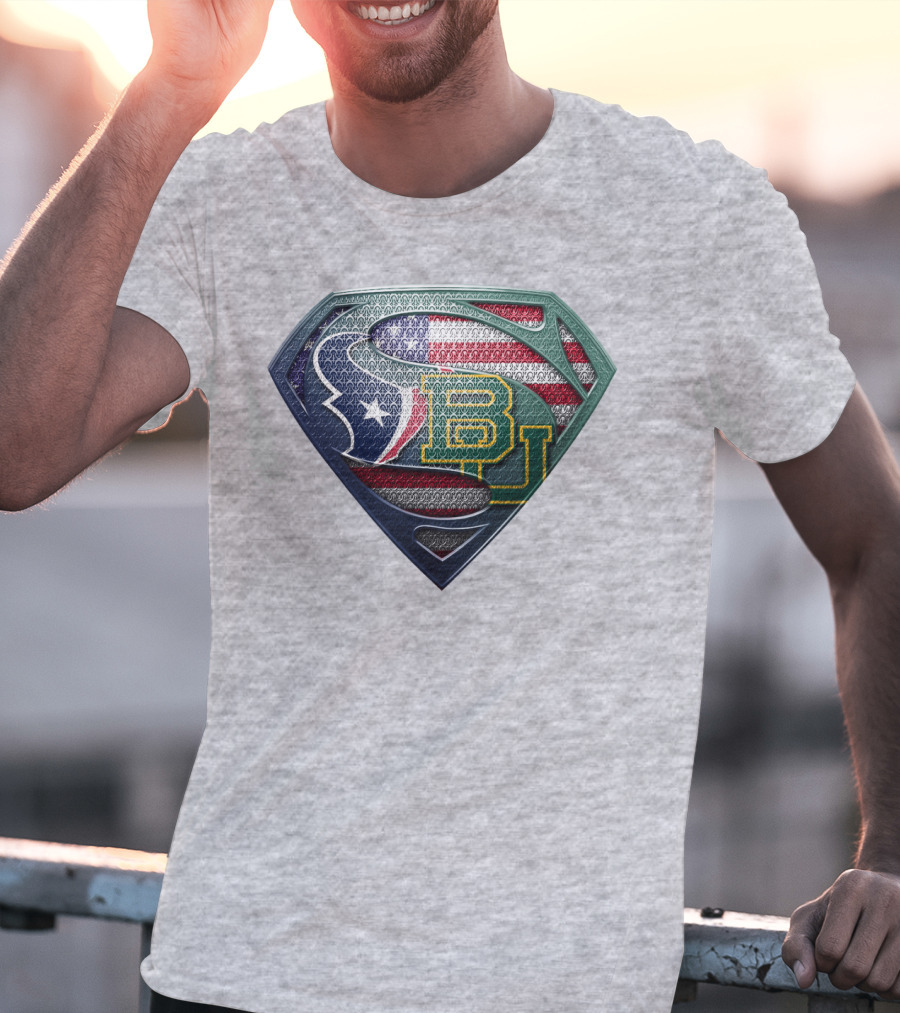 Houston Texans Baylor University American Flag T-Shirt