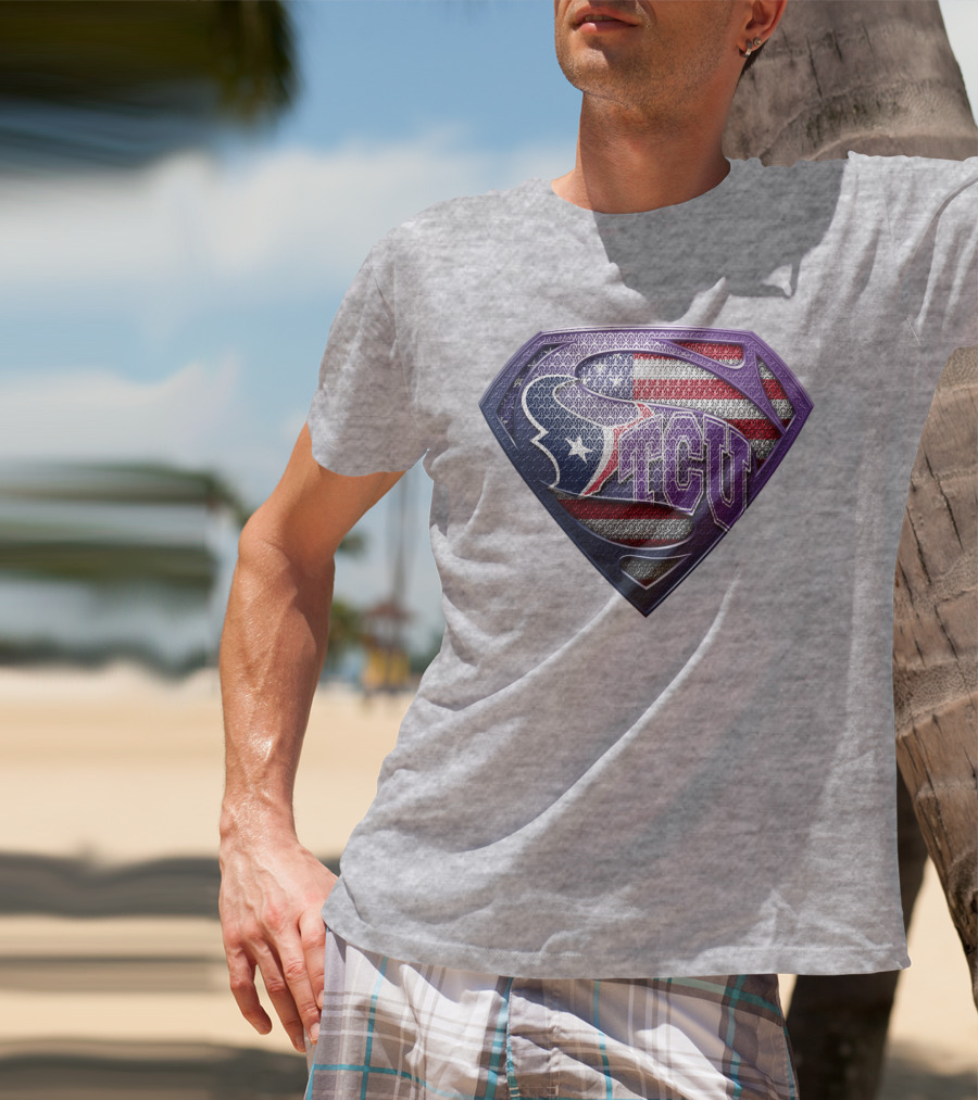 Tcu Super Shield American Flag Style T-Shirt