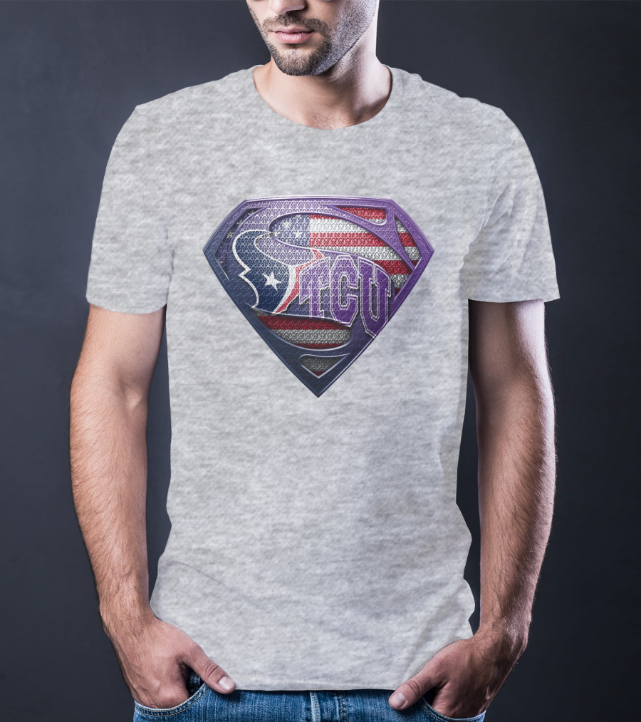 Tcu Super Shield American Flag Style T-Shirt