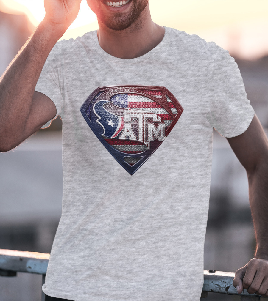 Superman Shield American Flag Texas A&M T-Shirt