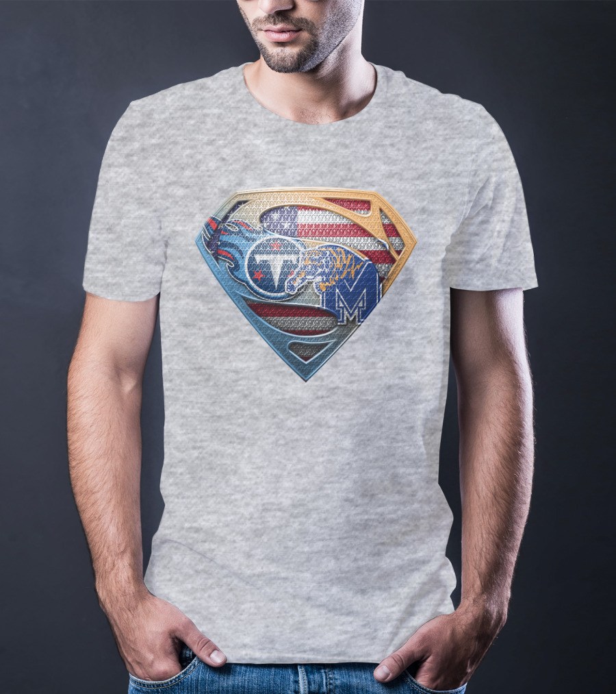 Memphis Tigers American Flag Superman Shield T-Shirt