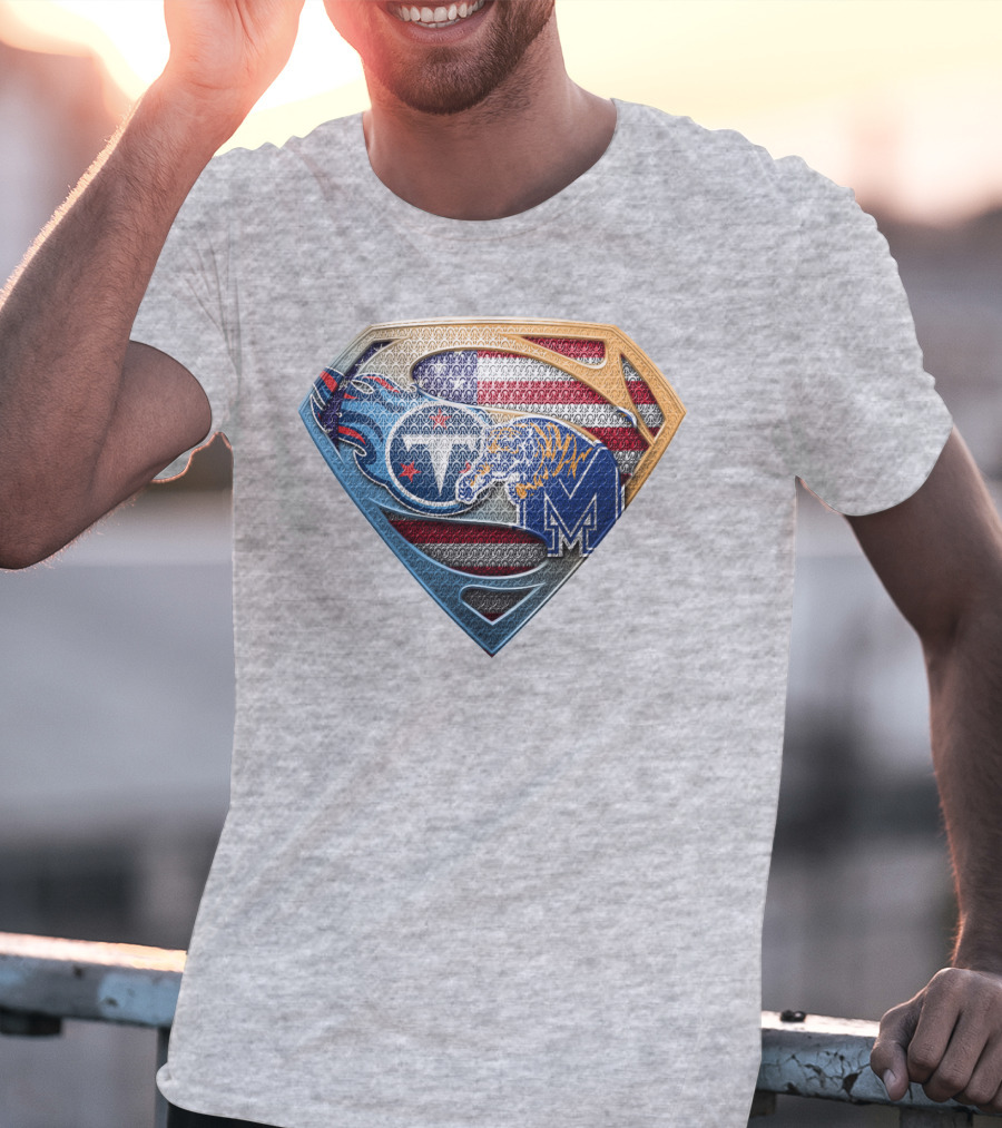 Memphis Tigers American Flag Superman Shield T-Shirt