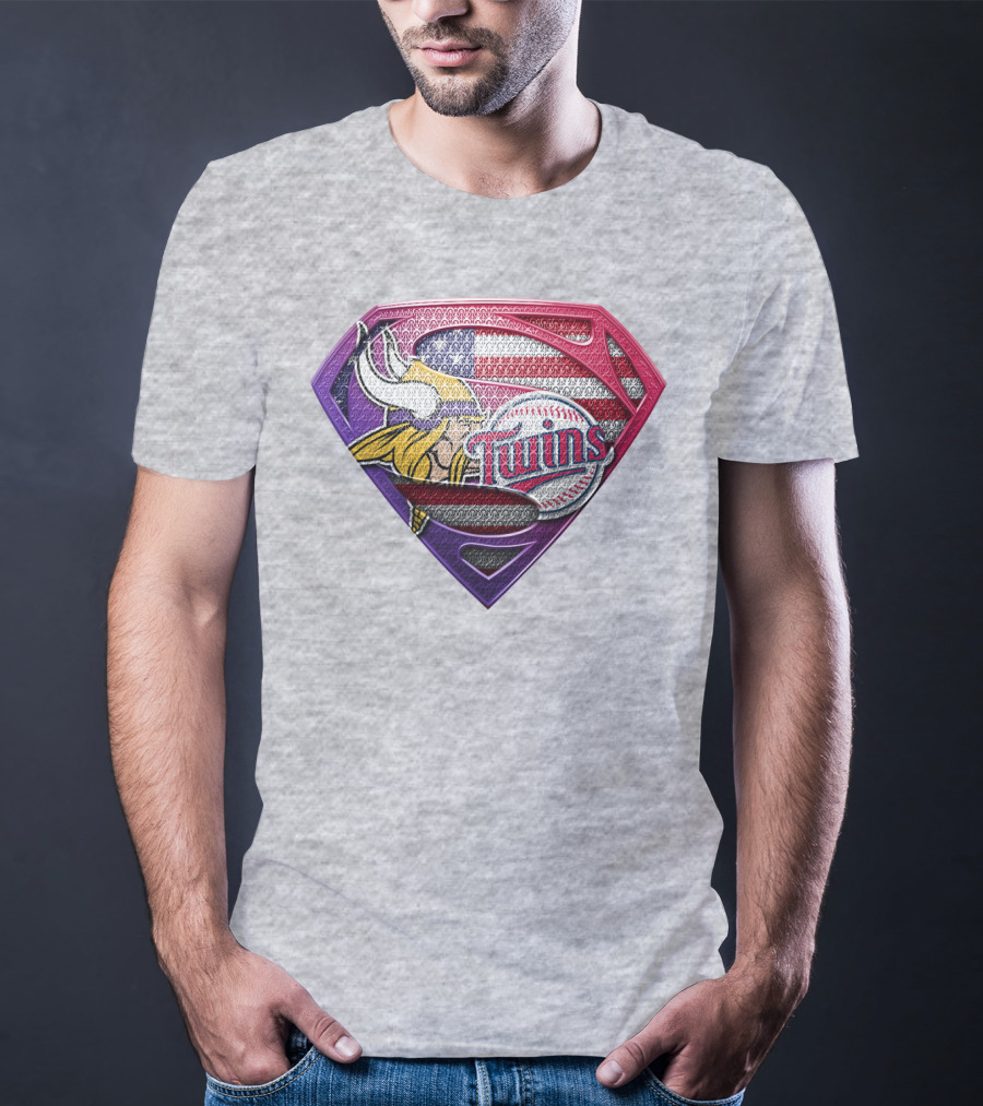 Minnesota Twins Vikings American Flag Superman T-Shirt