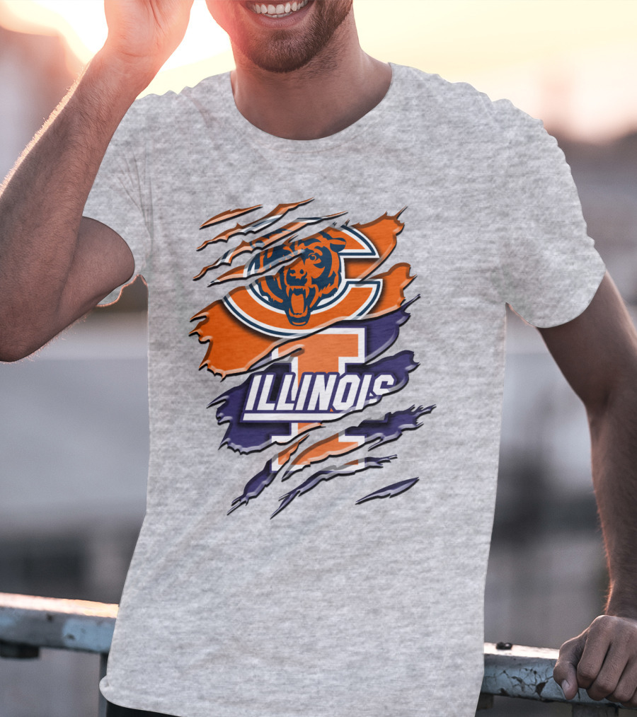 Chicago Bears Illinois Fighting Illini Mashup Rah T-Shirt