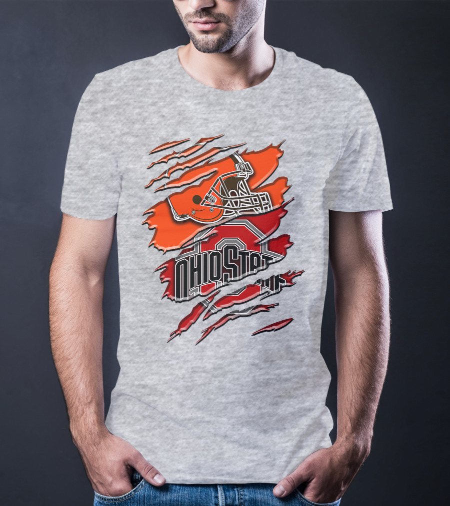 Ohio State Buckeyes Cleveland Browns Helmet Rah T-Shirt