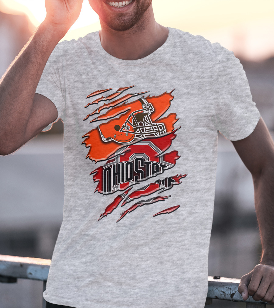 Ohio State Buckeyes Cleveland Browns Helmet Rah T-Shirt