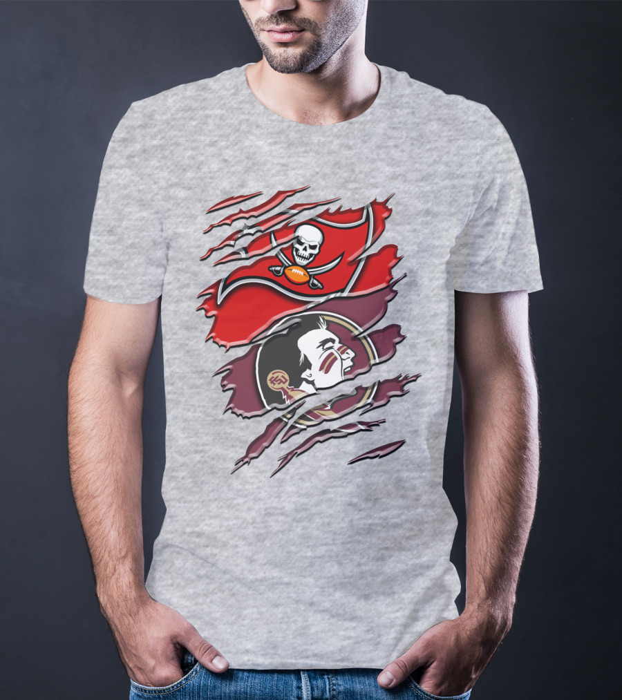 Tampa Bay Buccaneers Florida State Seminoles Logo Mashup T-Shirt