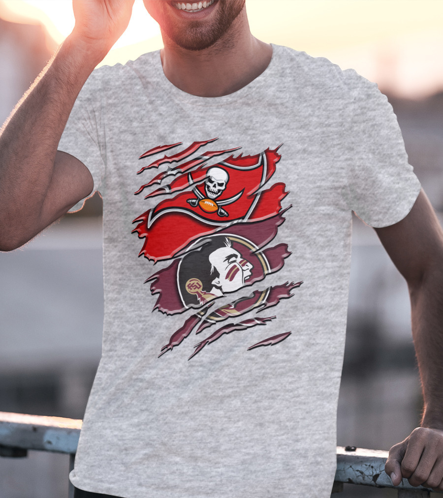 Tampa Bay Buccaneers Florida State Seminoles Logo Mashup T-Shirt