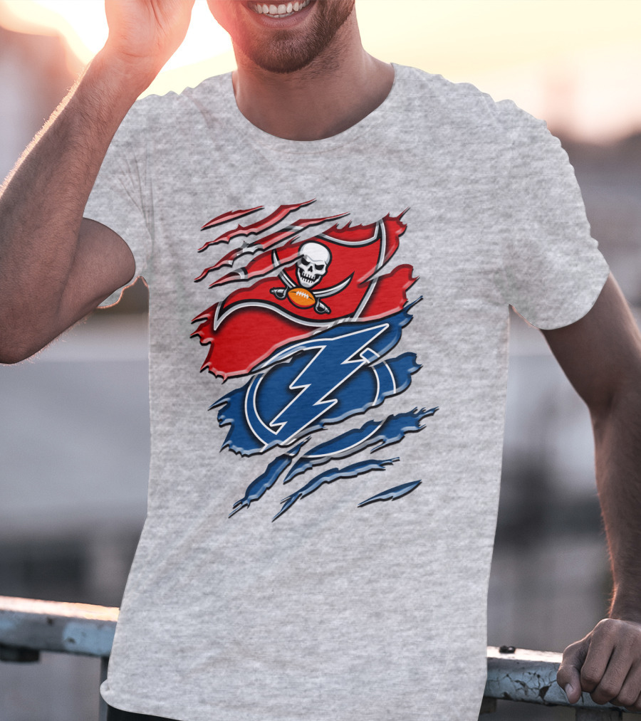 Tampa Bay Buccaneers Lightning Torn Design Rah 026 T-Shirt