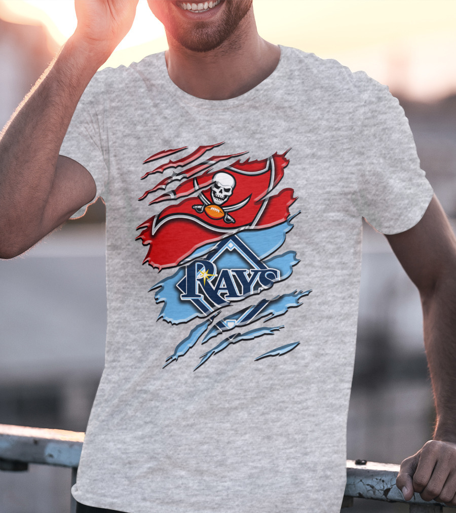 Buccaneers Skull And Crossbones Rah 027 Rays Mlb Nfl Crossover T-Shirt
