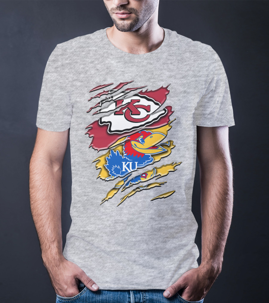 Kansas City Chiefs Kc Jayhawks Rip Design Rah 037 T-Shirt