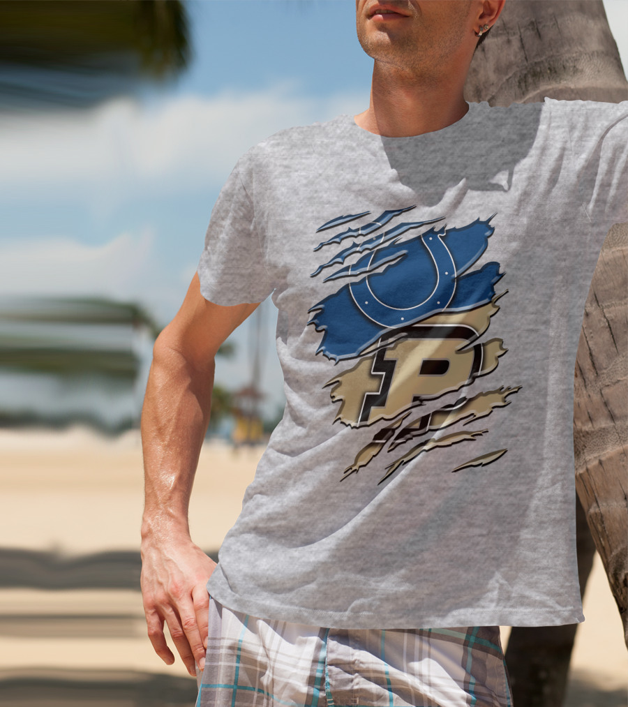 Indianapolis Colts Purdue Boilermakers Logo Mashup T-Shirt