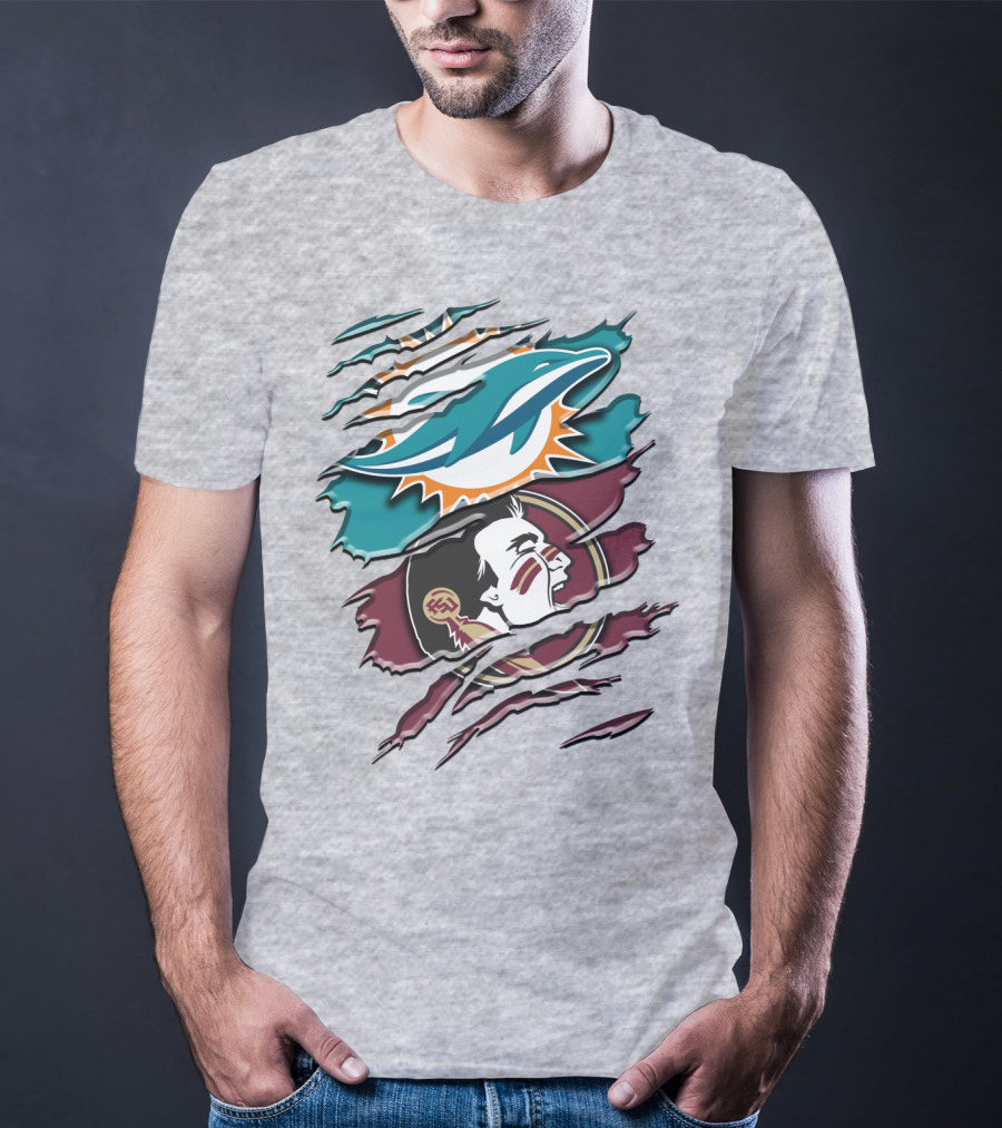 Dolphins Seminoles Fan Fusion T-Shirt