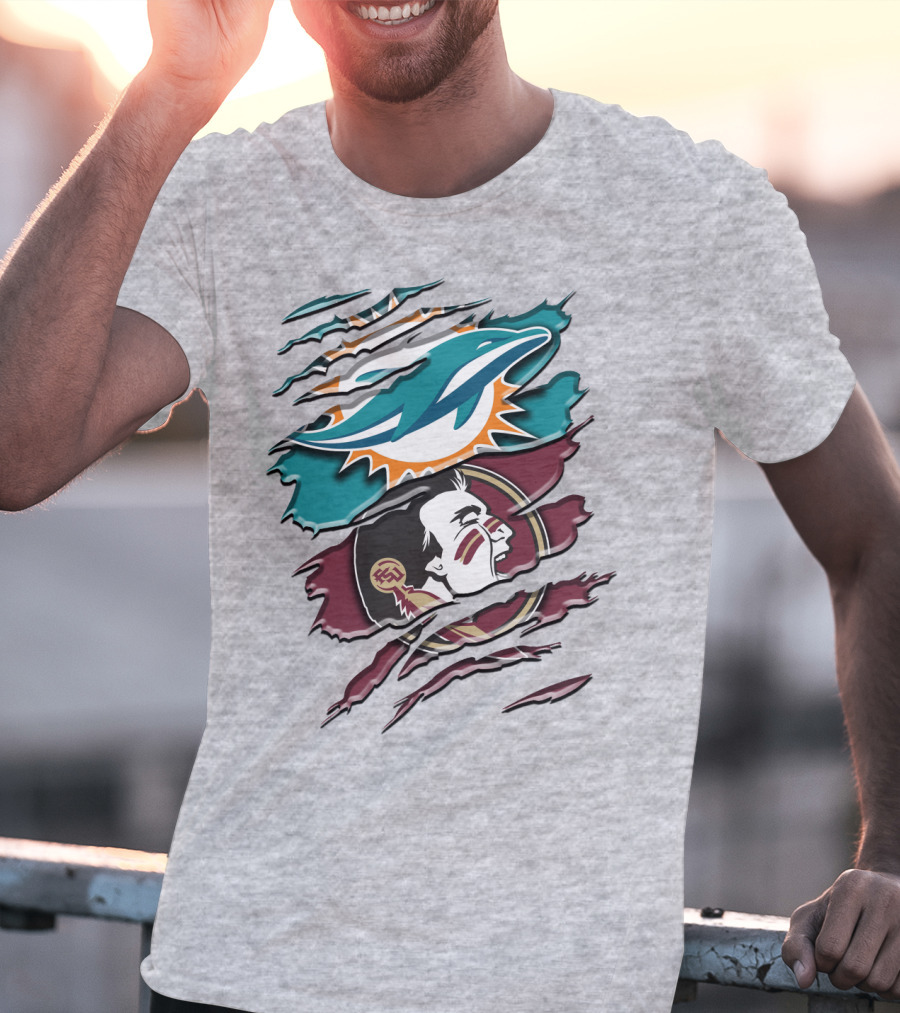 Dolphins Seminoles Fan Fusion T-Shirt