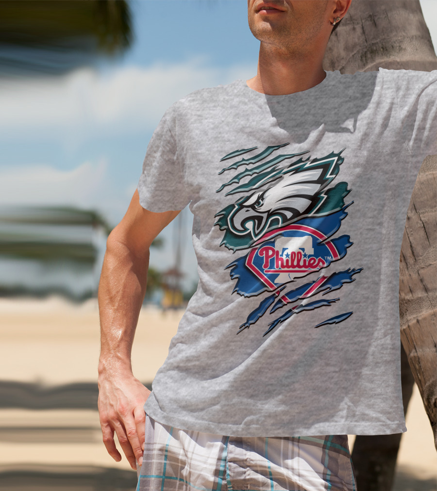 Philadelphia Eagles Phillies Logo Mashup T-Shirt