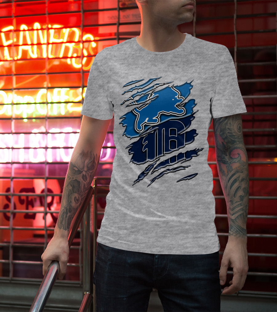 Detroit Lions Tigers Blue Rah 075 T-Shirt