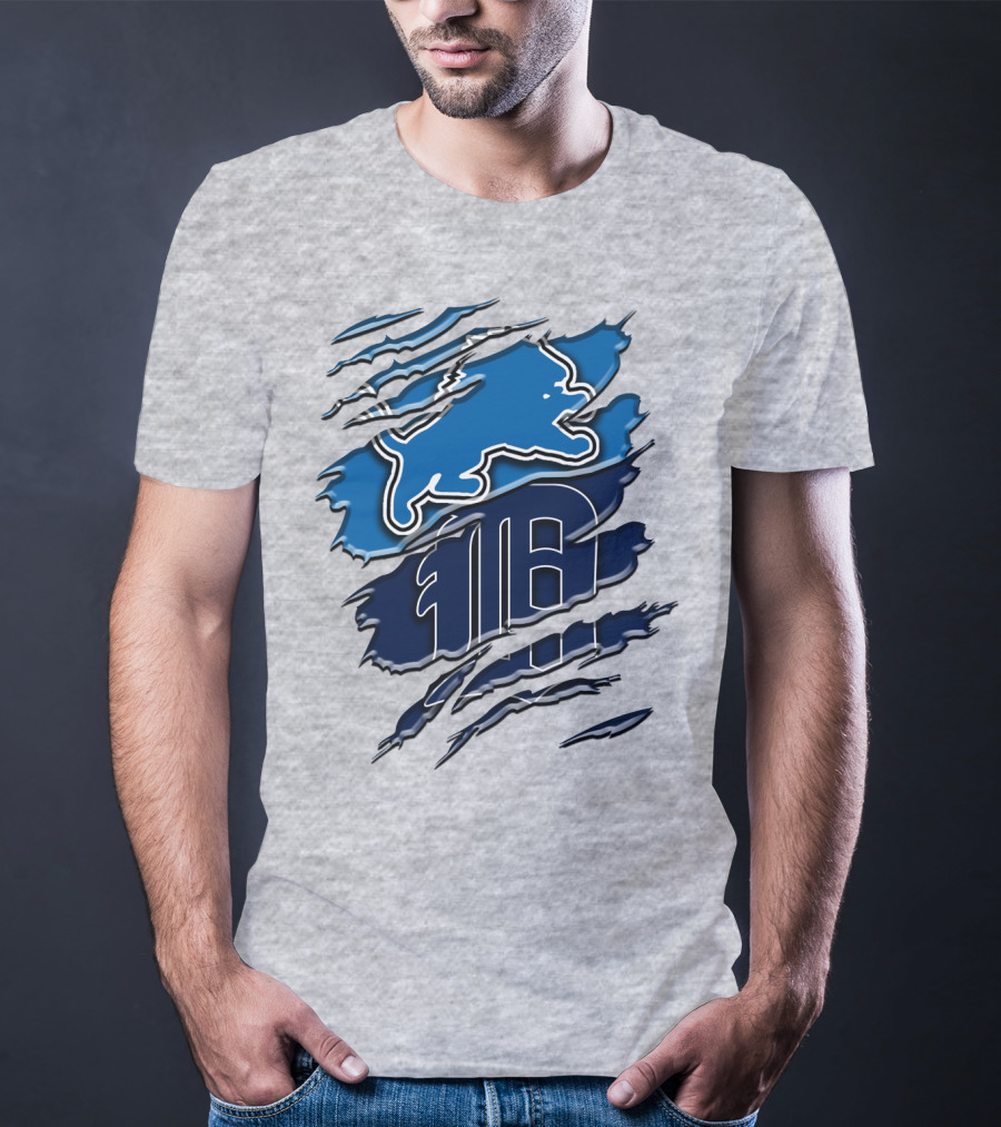 Detroit Lions Tigers Blue Rah 075 T-Shirt
