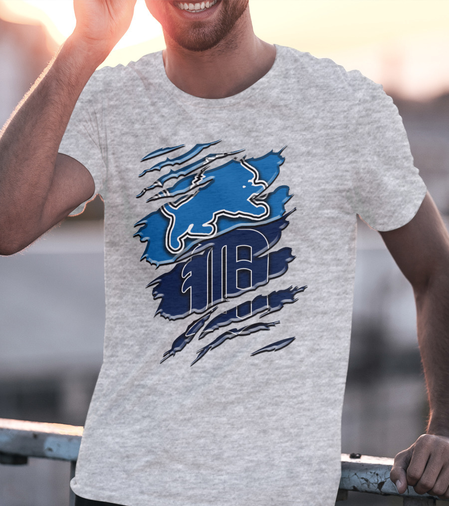 Detroit Lions Tigers Blue Rah 075 T-Shirt