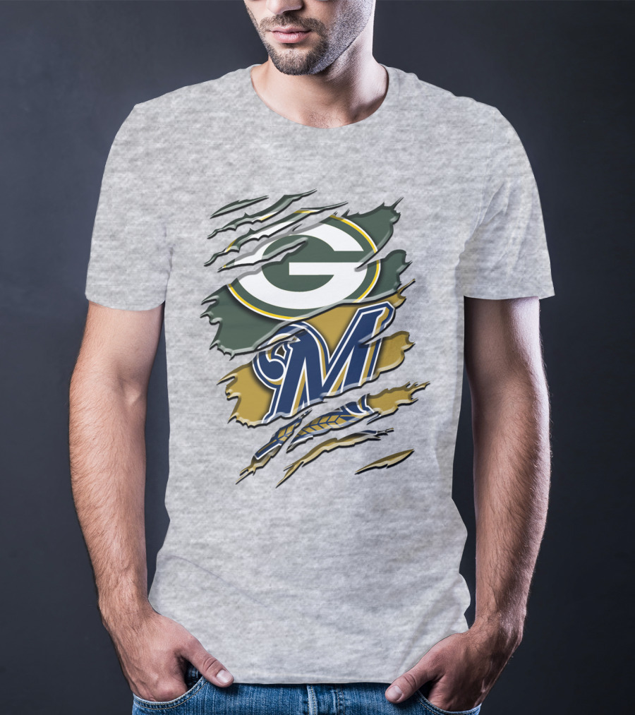 Green Bay Packers Milwaukee Brewers Crossover T-Shirt