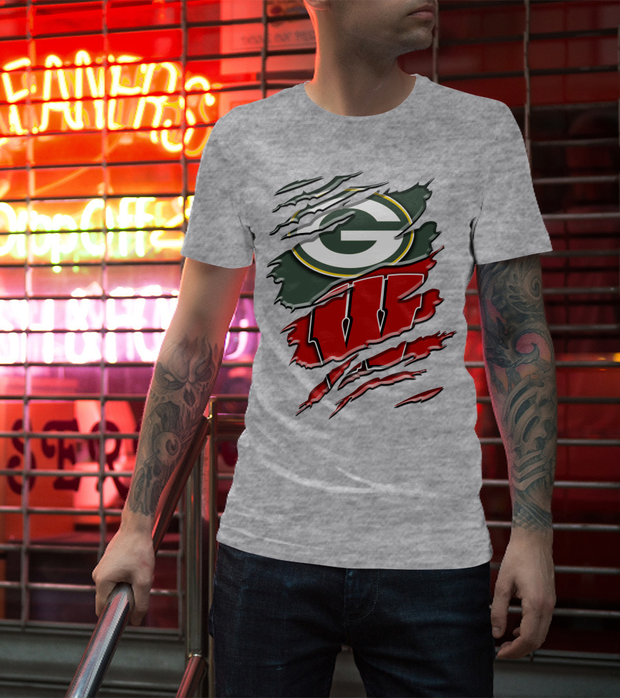 Green Bay Packers Wisconsin Badgers Claw Marks T-Shirt