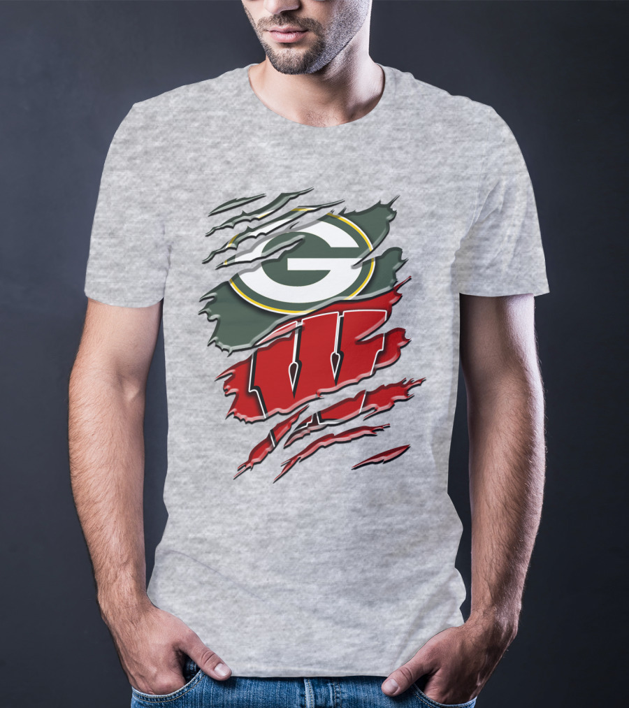 Green Bay Packers Wisconsin Badgers Claw Marks T-Shirt