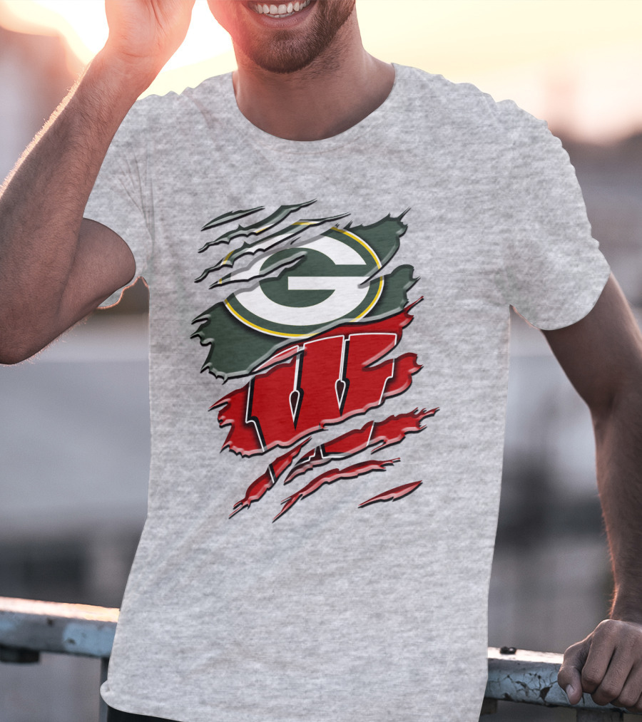 Green Bay Packers Wisconsin Badgers Claw Marks T-Shirt