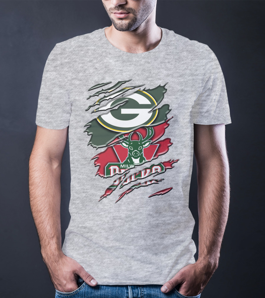 Milwaukee Bucks Green Bay Packers Crossover Rah T-Shirt