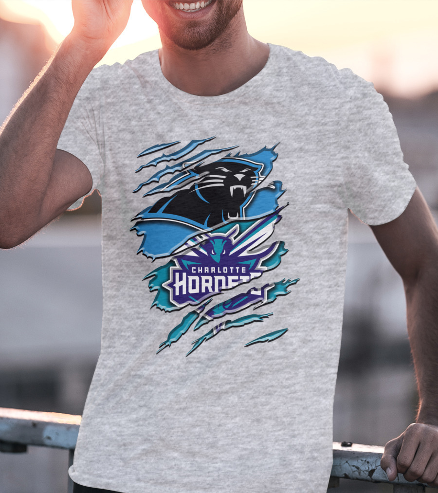 Panther And Charlotte Hornets Logo Rah T-Shirt