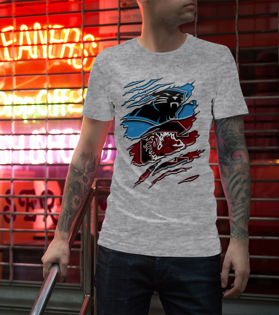 Carolina Panthers Gamecocks Ripped T-Shirt