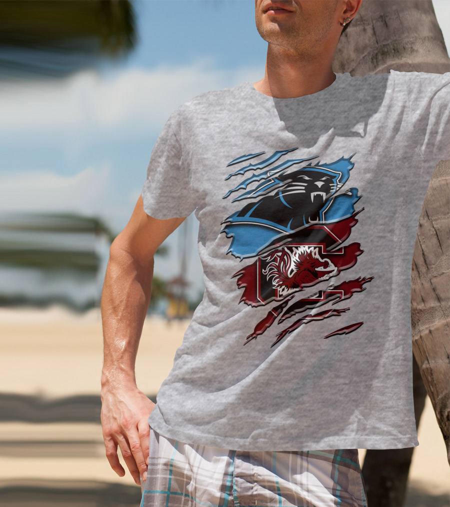 Carolina Panthers Gamecocks Ripped T-Shirt