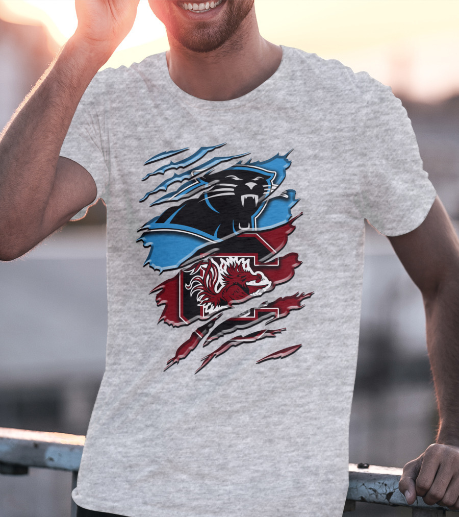 Carolina Panthers Gamecocks Ripped T-Shirt