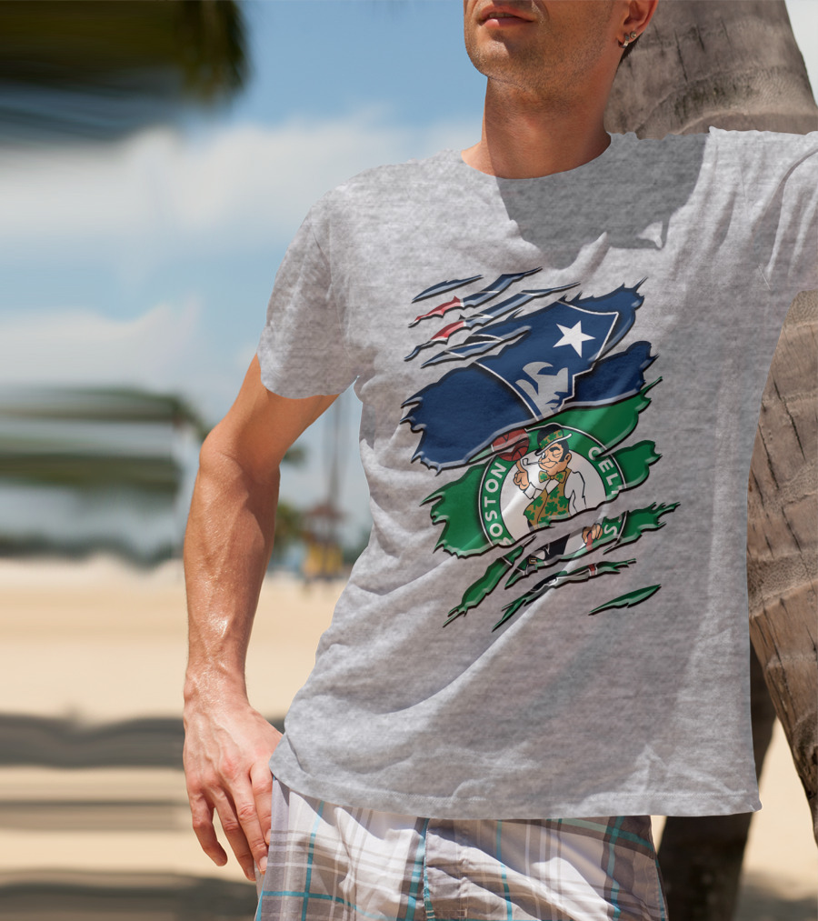 Patriots And Boston Celtics Logo Mashup Rah 090 T-Shirt