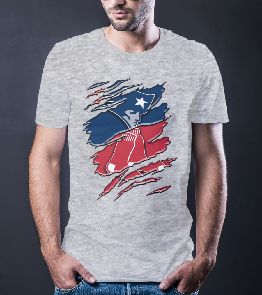 Patriots And Red Sox Ripped Design Rah 092 T-Shirt