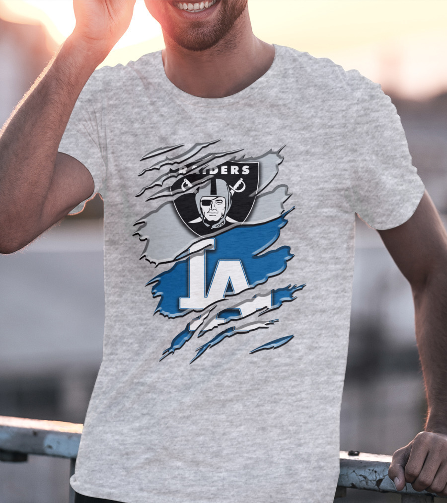 Raiders La Dodgers Crest Combination T-Shirt