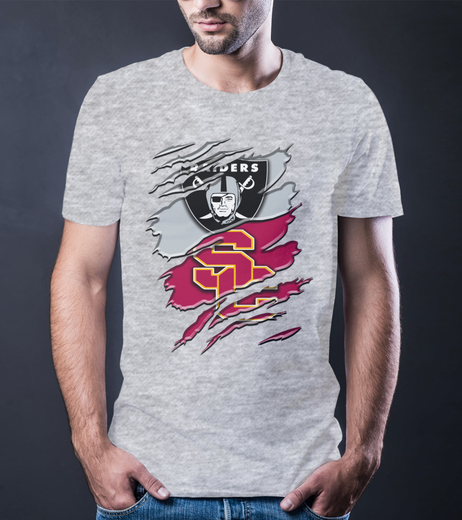 Raiders And Usc Trojans Logo Fusion Rah 098 T-Shirt