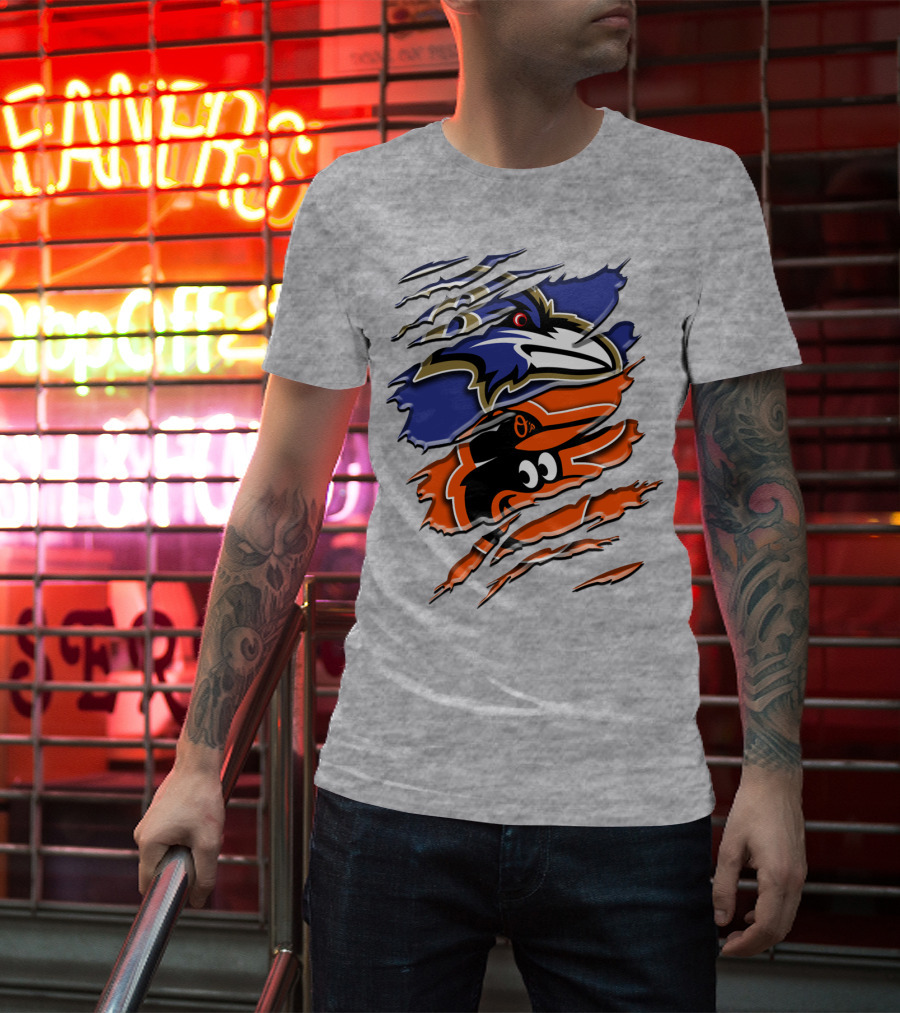 Baltimore Ravens Orioles Logo Mashup Rah 101 T-Shirt