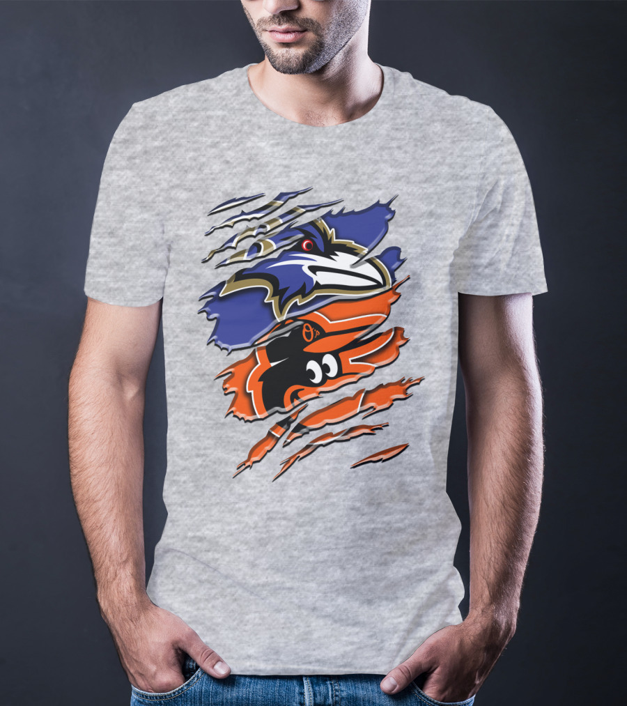 Baltimore Ravens Orioles Logo Mashup Rah 101 T-Shirt