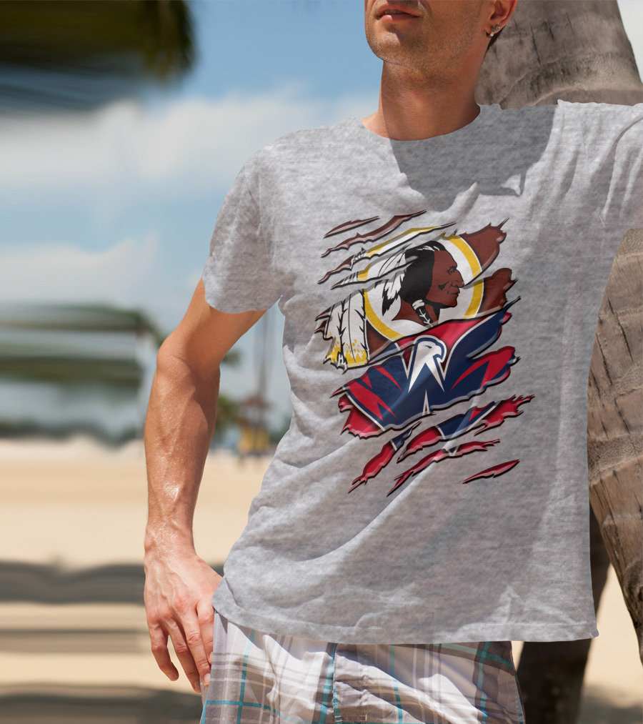 Washington Capitals And Washington Redskins Logo Mashup Rah 104 T-Shirt