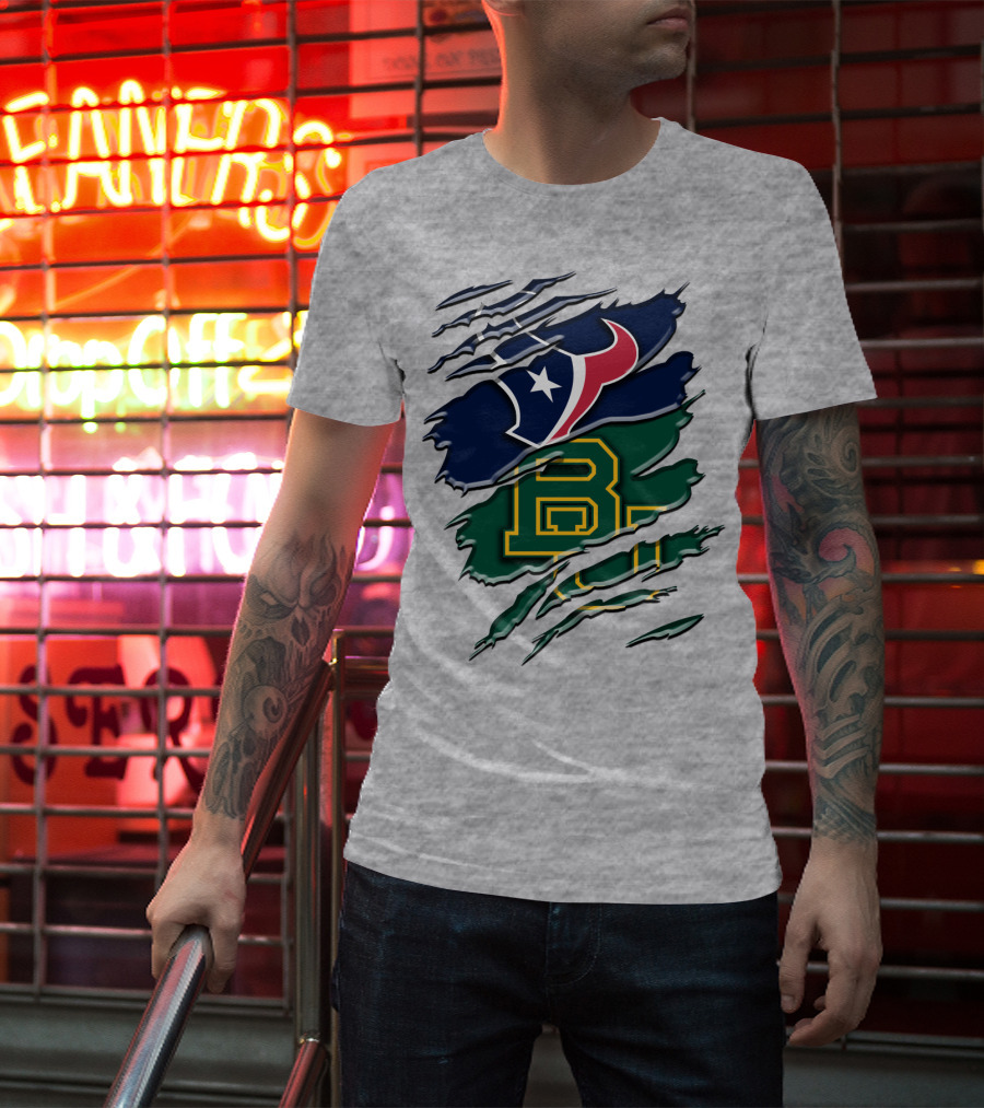 Baylor Bears Houston Texans Ripped Graphic Rah 116 T-Shirt