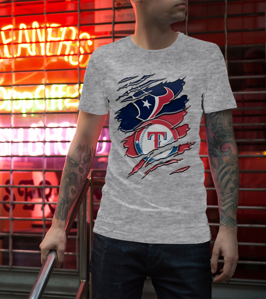Houston Texans And Texas Rangers Sports Fan Rah 124 T-Shirt