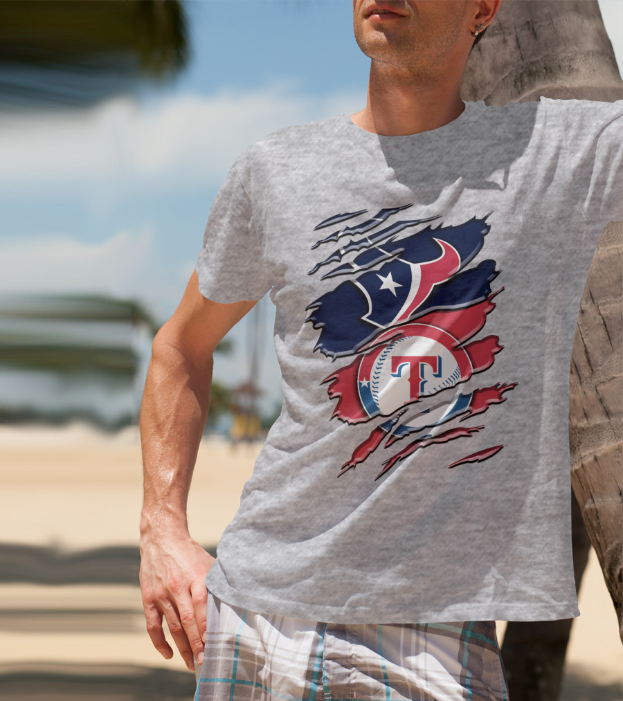 Houston Texans And Texas Rangers Sports Fan Rah 124 T-Shirt