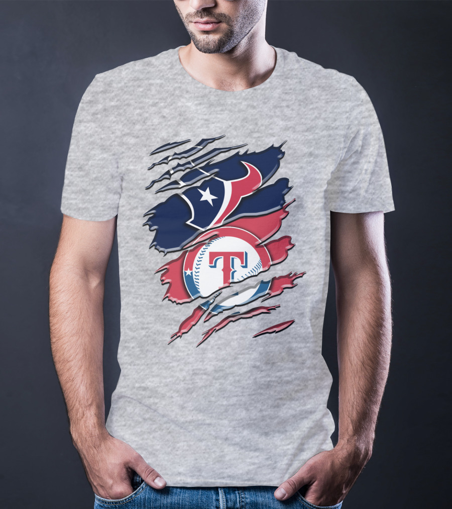 Houston Texans And Texas Rangers Sports Fan Rah 124 T-Shirt