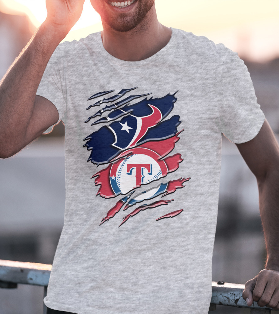 Houston Texans And Texas Rangers Sports Fan Rah 124 T-Shirt