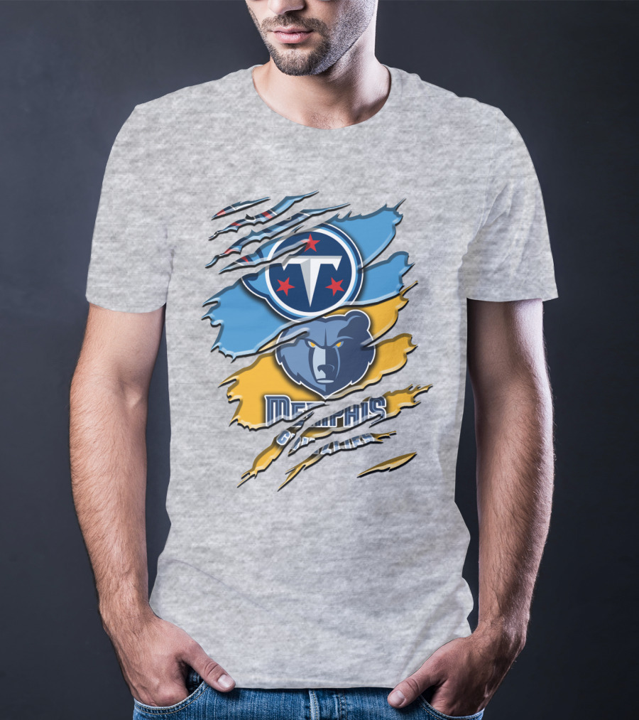 Tennessee Titans Memphis Grizzlies Logo Mashup Rah 128 T-Shirt