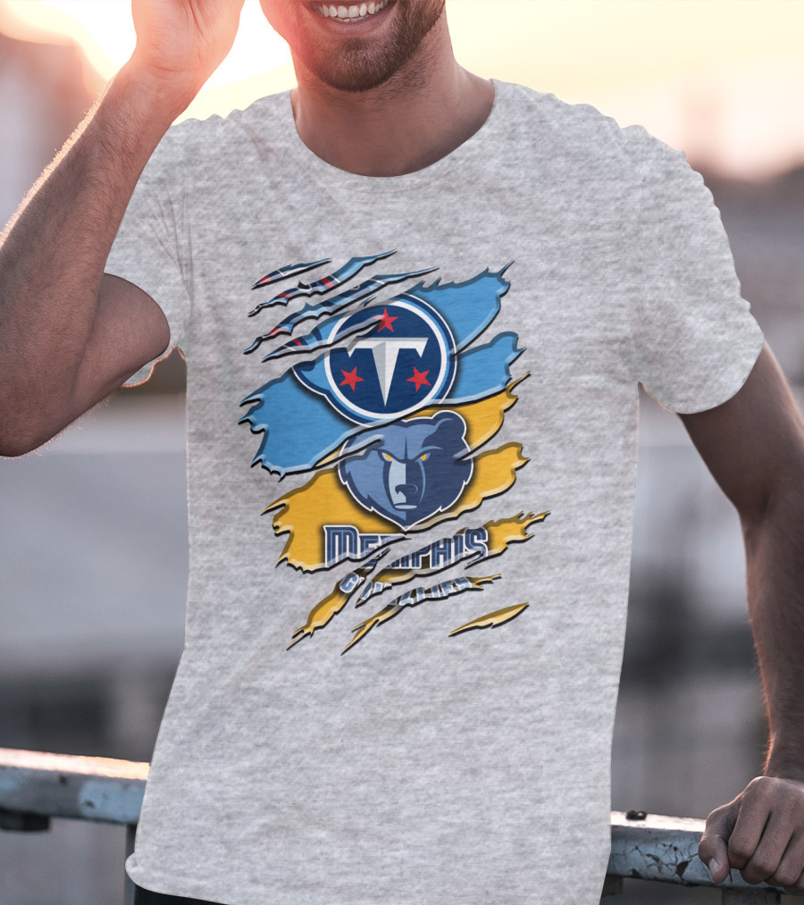 Tennessee Titans Memphis Grizzlies Logo Mashup Rah 128 T-Shirt