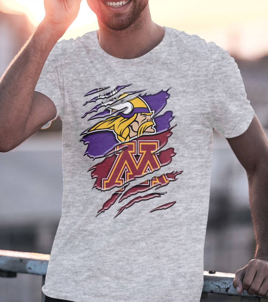 Minnesota Vikings And Golden Gophers Claw Marks Rah 133 T-Shirt
